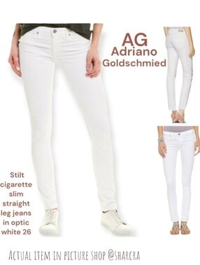 AG Adriano Goldschmied Women's Stilt cigarette slim leg jeans optic white 26